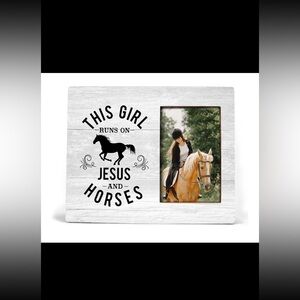 This Girl Runs On Jesus and Horses Photo Frame Decor